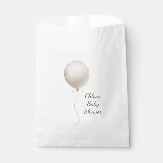 Modern Beige Balloon Boho Baby shower Bedankzakje (Voorkant)