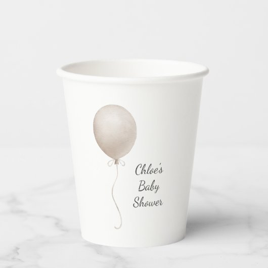 Modern Beige Balloon Boho Baby shower Papieren Bekers (Voorkant)
