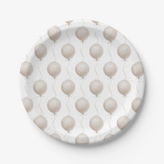 Modern Beige Balloon Boho Baby shower Papieren Bordje