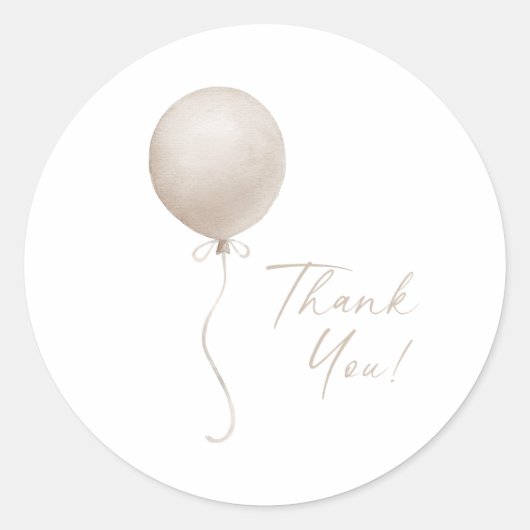 Modern Beige Balloon Boho Baby shower Ronde Sticker (Voorkant)