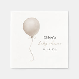 Modern Beige Balloon Boho Baby shower Servet