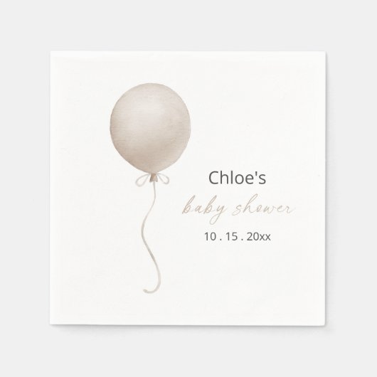 Modern Beige Balloon Boho Baby shower Servet (Voorkant)