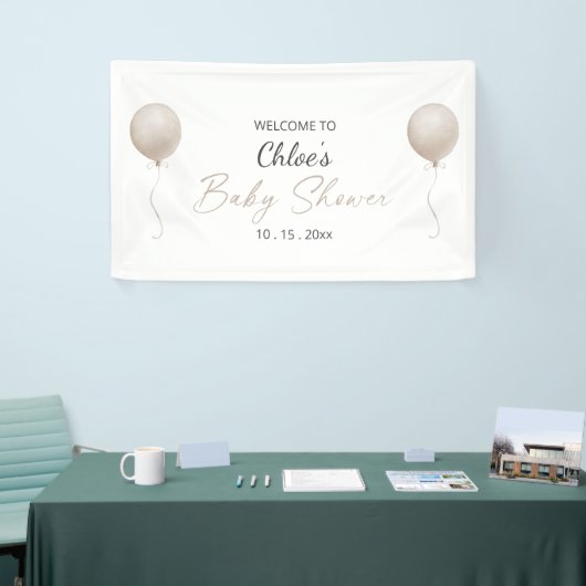 Modern Beige Balloon Boho Baby shower Spandoek (Beurs)
