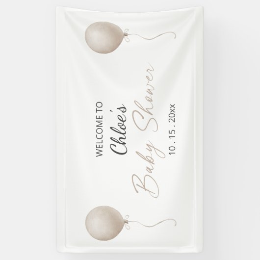 Modern Beige Balloon Boho Baby shower Spandoek (Verticaal)