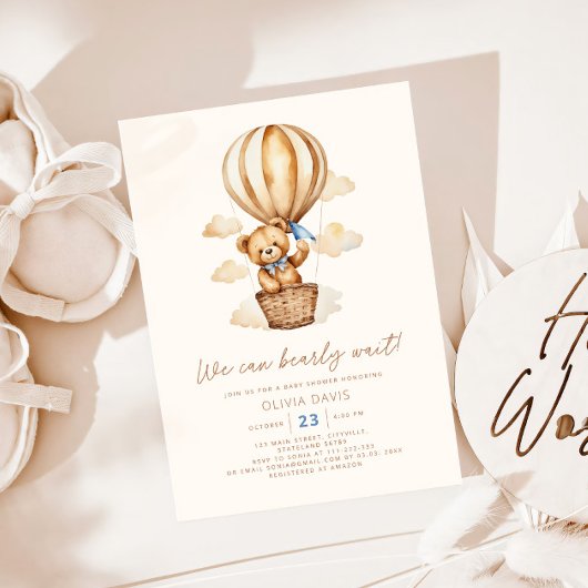 Modern Beige Beer Boy Baby shower Kaart