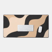 Modern Beige Black Wavy Abstract Desk Mat (Keyboard & Muis)