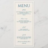 Modern beige blue minimalist wedding menu (Voorkant)