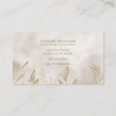 Modern Beige Botanical Boho Photo Script  Visitekaartje (Achterkant)