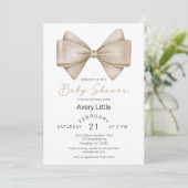 Modern Beige Bow Baby shower Kaart (Staand voorkant)