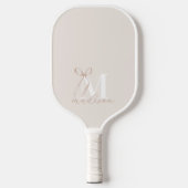 Modern Beige Bow Initiaal Monogram Pickleball Paddle (Voorkant)
