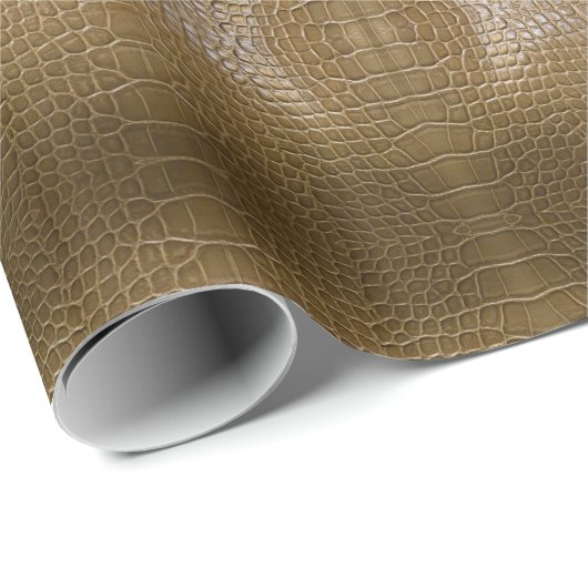Modern beige bruin alligator krokodillenleer cadeaupapier (Rol Hoek)