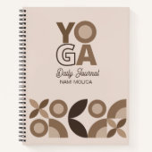 Modern Beige Bruin Geometrisch Patroon Yoga Notitieboek (Voorkant)