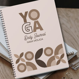 Modern Beige Bruin Geometrisch Patroon Yoga Notitieboek