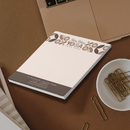 Modern Beige Bruin Geometrisch Patroon Yoga Studio Notitieblok