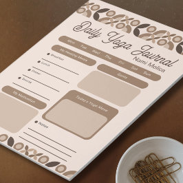 Modern Beige Bruin Patroon Dagelijks Yoga Journaal Notitieblok
