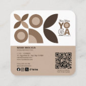 Modern Beige Bruin Patroon Yoga Studio Vierkante Visitekaartje (Achterkant)