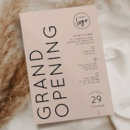 Modern Beige Business Logo Grand Opening Kaart