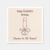 Modern Beige Cheers naar 30 jaar Verjaardag servet (Voorkant)