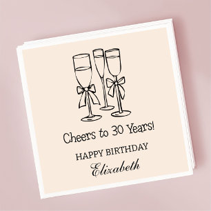 Modern Beige Cheers naar 30 jaar Verjaardag servet