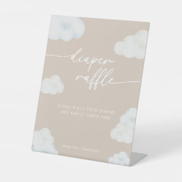 Modern Beige Cloud Baby shower Luier Raffle Sign Reclamebord Met Voetstuk