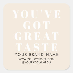 Modern beige doos verpakkingslabel vierkante sticker