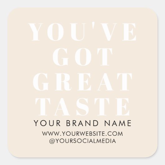 Modern beige doos verpakkingslabel vierkante sticker (Voorkant)