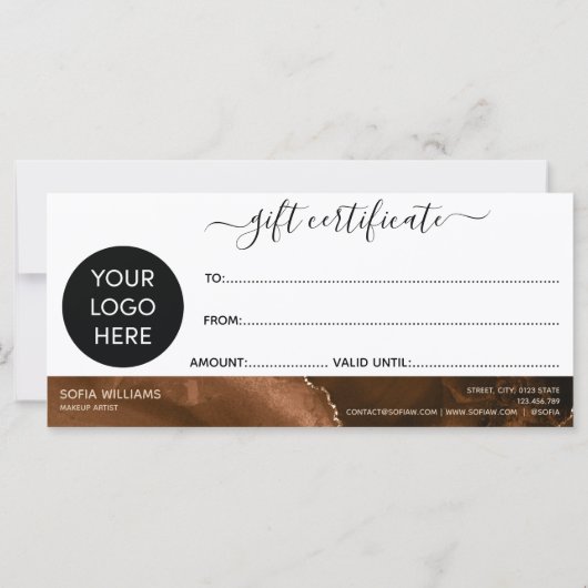 Modern Beige Earth Certificate Cadeaukaart Voeg Lo (Achterkant)