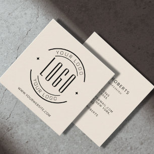 Modern beige eenvoudig voeg uw logo toe vierkante visitekaartje