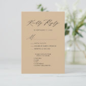 Modern Beige Elegant Script Eenvoudige bruiloft RS Informatiekaartje (Staand voorkant)