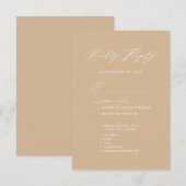 Modern Beige Elegant Script Eenvoudige bruiloft RS Informatiekaartje (Voorkant / Achterkant)