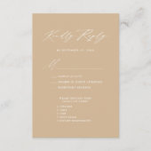 Modern Beige Elegant Script Eenvoudige bruiloft RS Informatiekaartje (Voorkant)