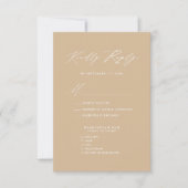 Modern Beige Elegant Script Eenvoudige bruiloft RS RSVP Kaartje (Voorkant)