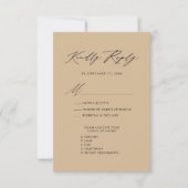 Modern Beige Elegant Script Eenvoudige bruiloft RS RSVP Kaartje (Voorkant)