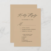 Modern Beige Elegant Script Eenvoudige bruiloft RS RSVP Kaartje (Voorkant / Achterkant)
