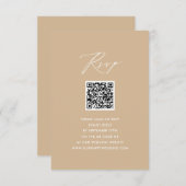 Modern Beige Elegant Script Eenvoudige QR bruiloft Informatiekaartje (Voorkant / Achterkant)