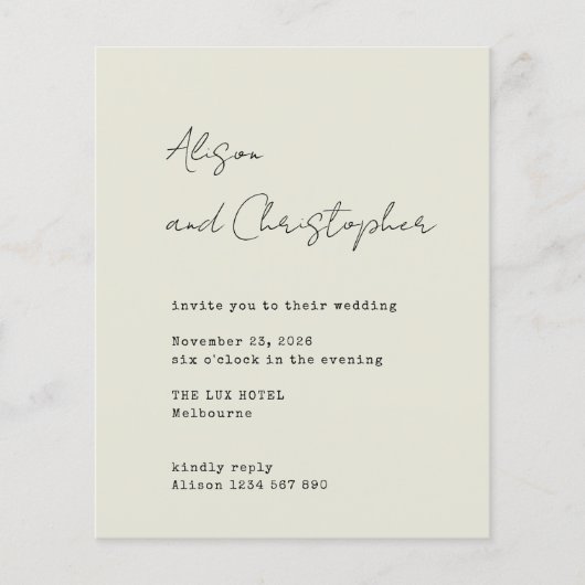 Modern Beige Elegant Script Wedding Invitation (Voorkant)