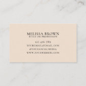 Modern Beige Elegant Waterverf Monogram Visitekaartje (Achterkant)