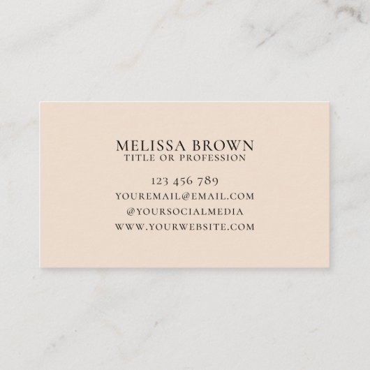 Modern Beige Elegant Waterverf Monogram Visitekaartje (Achterkant)