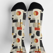 Modern Beige en Rood Abstract Patroon op maat Sokken (Top)