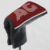 Modern Beige en Wijn Monogram Golfheadcover (3/4 voorkant)