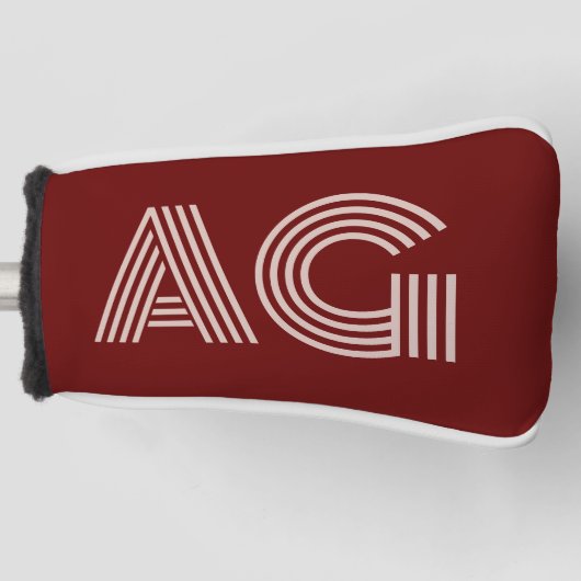 Modern Beige en Wijn Monogram Golfheadcover (Voorkant)