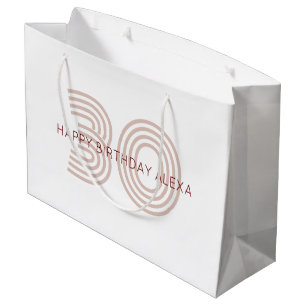 Modern Beige en Wijn Monogram Groot Cadeauzakje