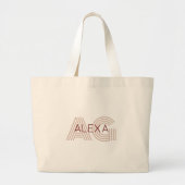 Modern Beige en Wijn Monogram Grote Tote Bag (Voorkant)