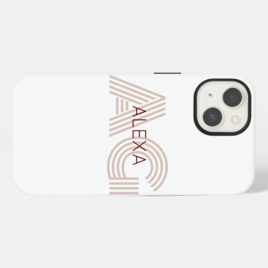 Modern Beige en Wijn Monogram iPhone Hoesje (Achterkant horizontaal)