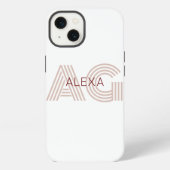 Modern Beige en Wijn Monogram iPhone Hoesje (Achterkant)