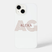 Modern Beige en Wijn Monogram iPhone Hoesje (Achterkant)