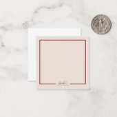 Modern Beige en Wijn Monogram Notitiekaartje (Voorkant / Achterkant in situ)