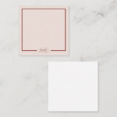 Modern Beige en Wijn Monogram Notitiekaartje (Voorkant / Achterkant)