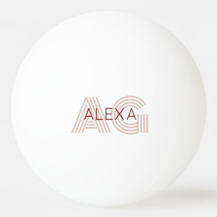 Modern Beige en Wijn Monogram Pingpongbal