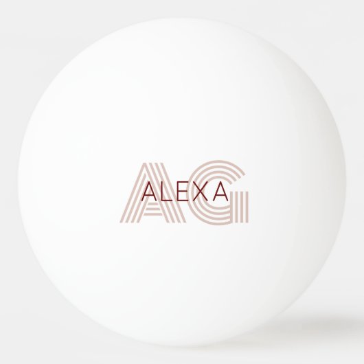 Modern Beige en Wijn Monogram Pingpongbal (Voorkant)